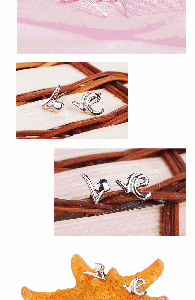 Ohrstecker LOVE Silber 925 Liebe Freunden Damen Mädchen Ohrringe - Vipfashion797