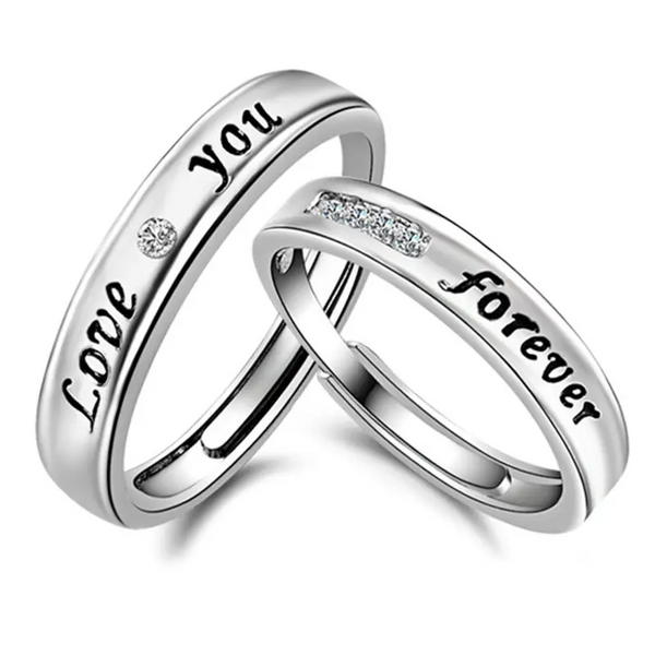 Ring Zwei Partnerringe Sterling Silber 925 mit Zirkonia - Vipfashion797