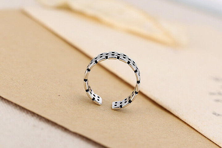 Ring Kette Sterling Silber 925 Geschwärzt Damen offen 47-52 - Vipfashion797