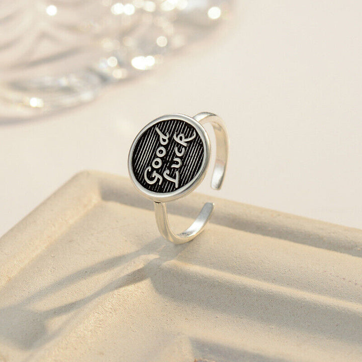Damen Ring Good Luck Sterlingsilber 925 Geschwärzt 48-56 verstellbar - Vipfashion797