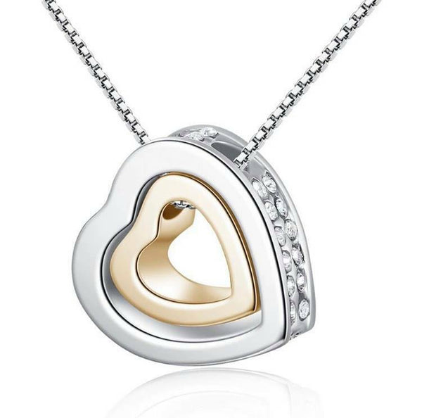 Herz Halskette Love Ring Elements Kristalle für Damen und Mädchen.