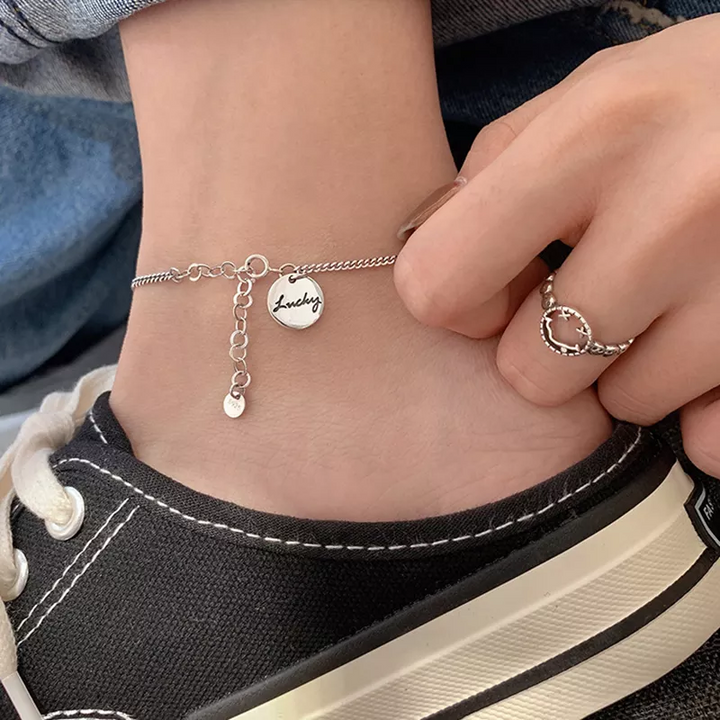 Fußkette mit Anhänger Sterlingsilber ,Lucky 925 Damen Fußkettchen - Vipfashion797