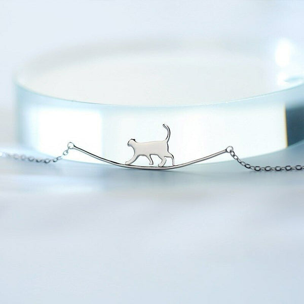 Halskette Katze Sterling 925 Damen Mädchen Kinder Kette 45cm