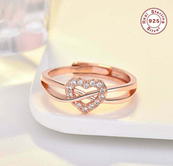 Damen Herz Ring Sterlingsilber 925 Stempel Rosegold größenverstellbar