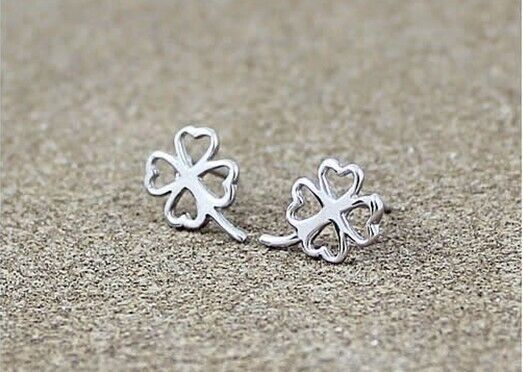Ohrstecker Glücksblatt Blüte Silber 925 Damen Kinder Ohrringe - Vipfashion797