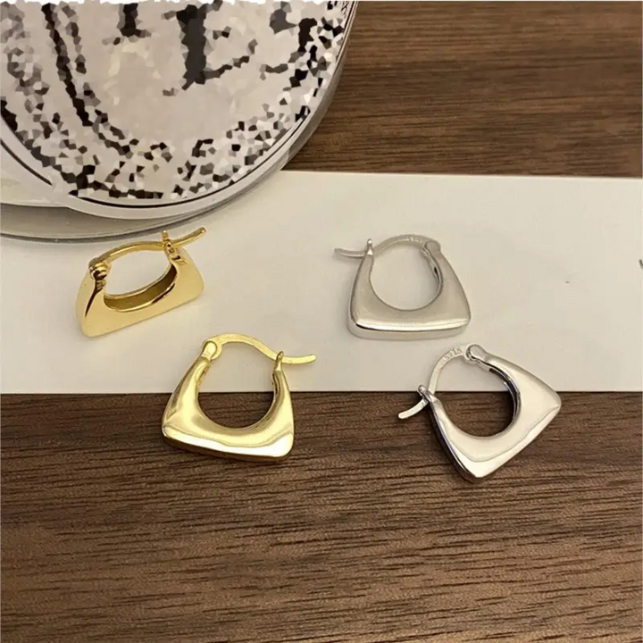 Kleine Klapp Creolen Dreieck Sterling Silber 925 Damen Ohrringe Kreolen - Vipfashion797