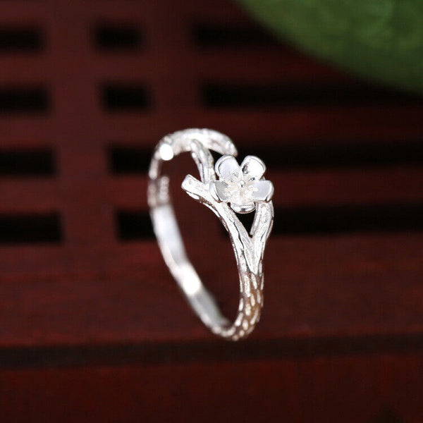 Blumen Damen Ring echt Sterling Silber 925 größenverstellbar 45-54