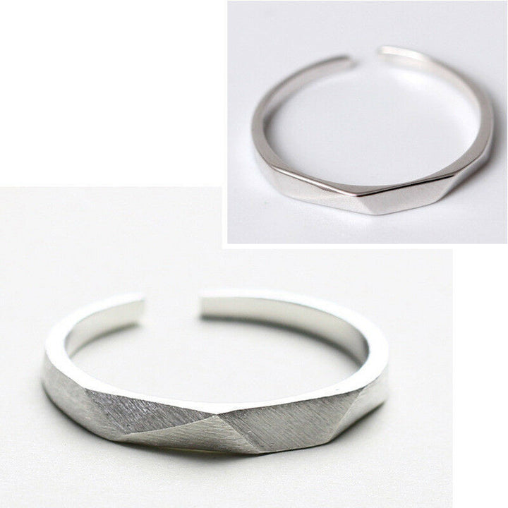 Damen Ring Geometrisch echt Silber 925 gebürstet Damen 48 - 51 verstellbar - Vipfashion797