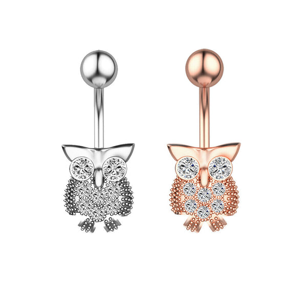Eule Bauchnabelpiercing Piercing Zirkonia Kristalle Bananabell Silber Rosegold