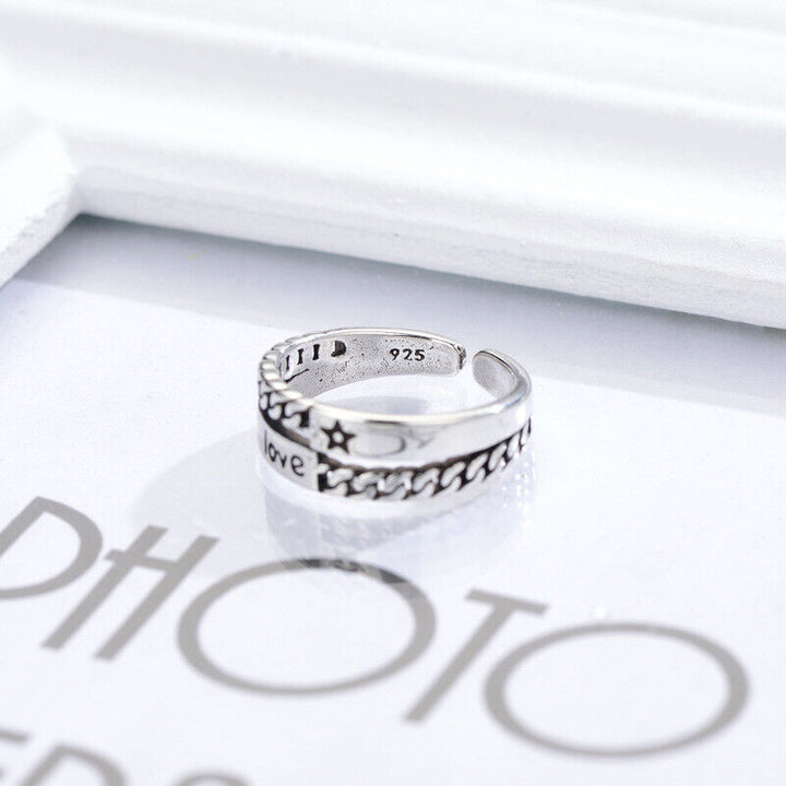 Love Ring Stern Sterlingsilber 925 Geschwärzt Liebe  47-51 - Vipfashion797