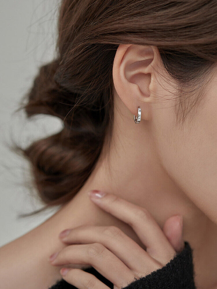 Creolen Rund echt Sterling Silber 925 Zirkonia Damen Ohrringe - Vipfashion797