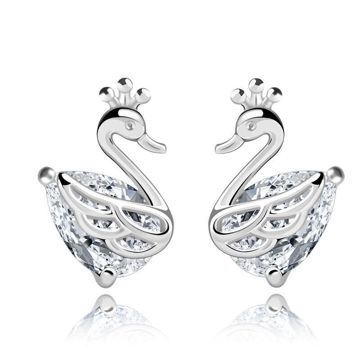 Ohrringe Ente Sterling Silber 925 mit Zirkonia Damen Ohrstecker - Vipfashion797
