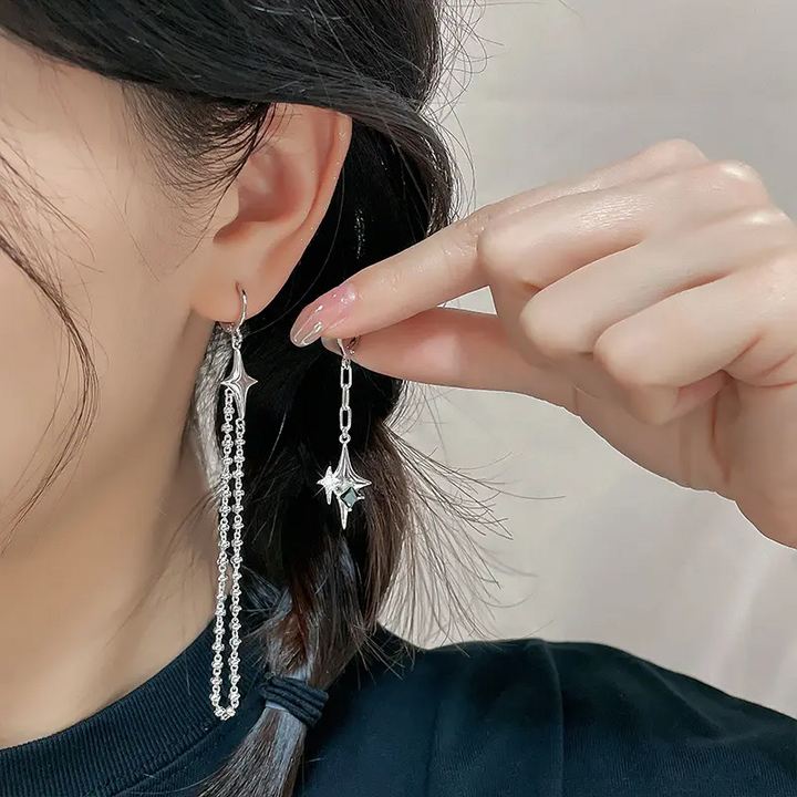 Creolen mit Anhänger Tropfen Sterling Silber 925 Damen Ohrringe - Vipfashion797