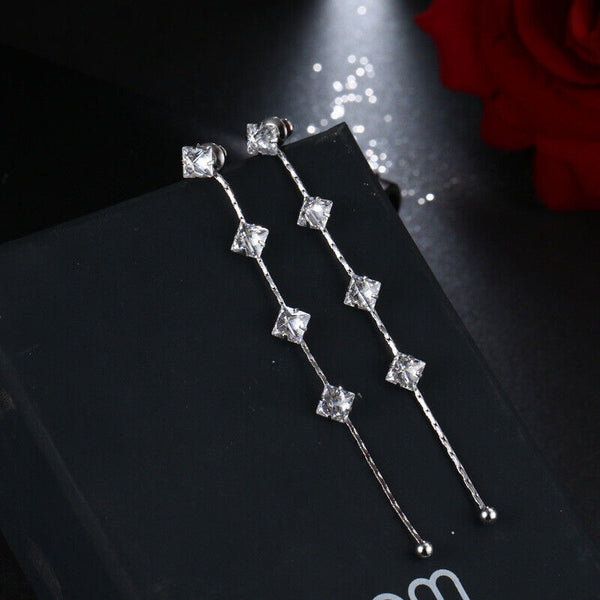 Ohrhänger Ohrstecker echt Sterlingsilber 925 Zirkoniakette Damen Ohrringe