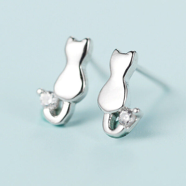 Mini Ohrstecker Sterling Silber 925 Katze Damen Ohrringe