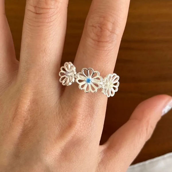 Damen Ring Blume Sterling Silber 925 Zikronia offen 49-55 verstellbar