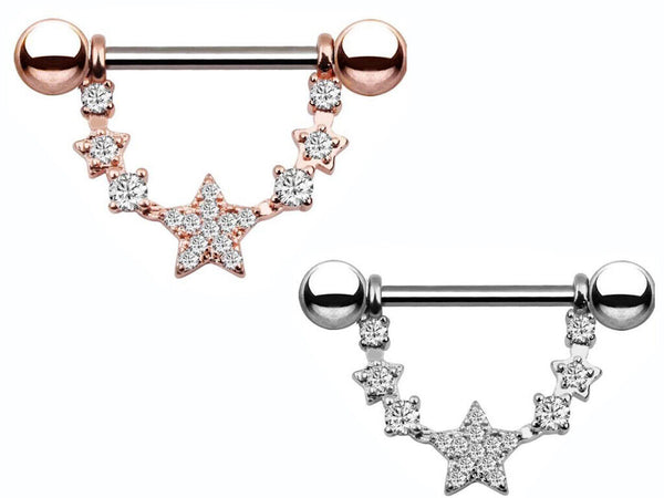 Brustwarzenpiercing - Nippelpiercing Intim 1 Paar Damen Piercing Stern Zirkonia