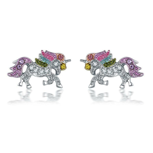 Kinder Ohrringe Einhorn Pferd Silber Mädchen Ohrstecker