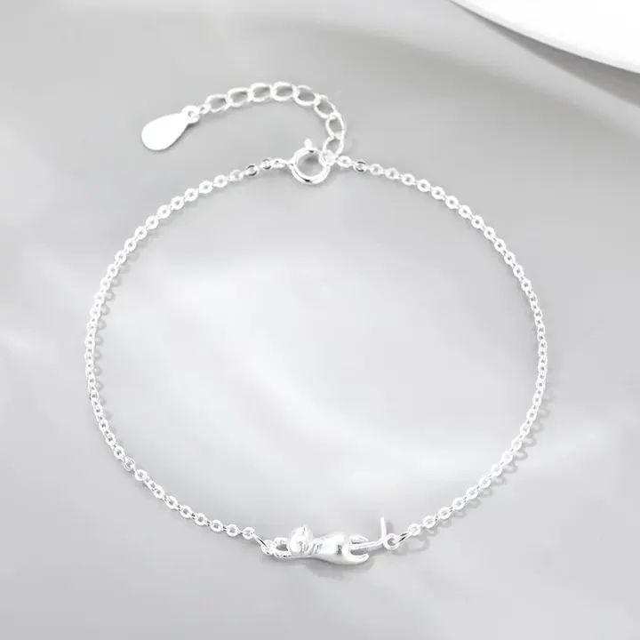 Armband Katze Sterling Silber 925 Damen Armkette - Vipfashion797