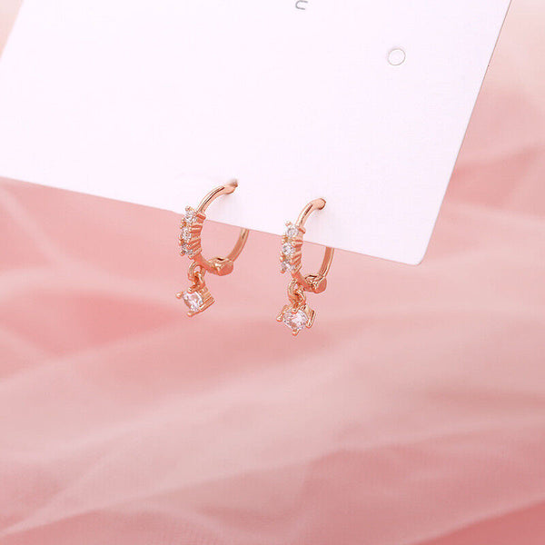 Creole mit Mini Anhänger Zirkonia echt Sterling Silber 925 Damen Ohrringe