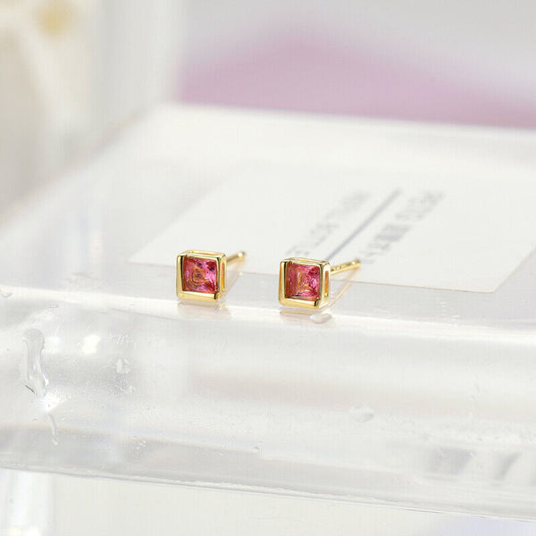 Mini Ohrstecker 4mm Quadrat Cubic Zirkonia  echt Silber 925 Damen Ohrring