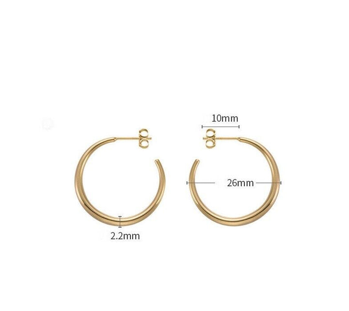 Ohrstecker Halbcreolen Sterling Silber Rund 26mm Damen Ohrringe - Vipfashion797