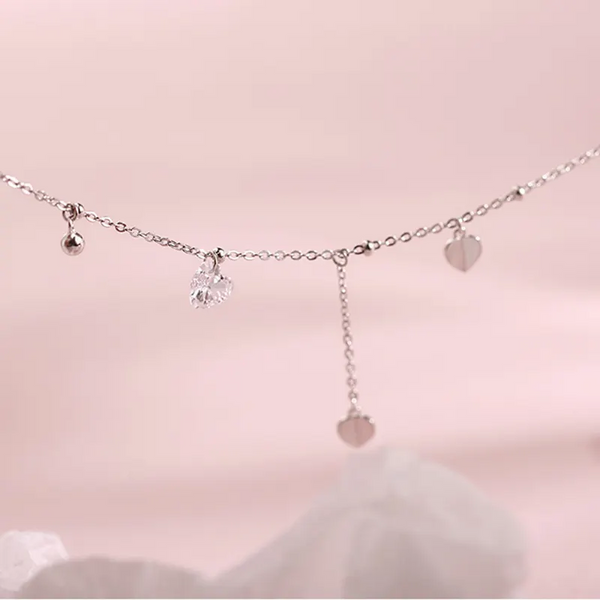 Halskette mit Anhängern - Mini Herzen echt Sterling Silber 925, Zikronia