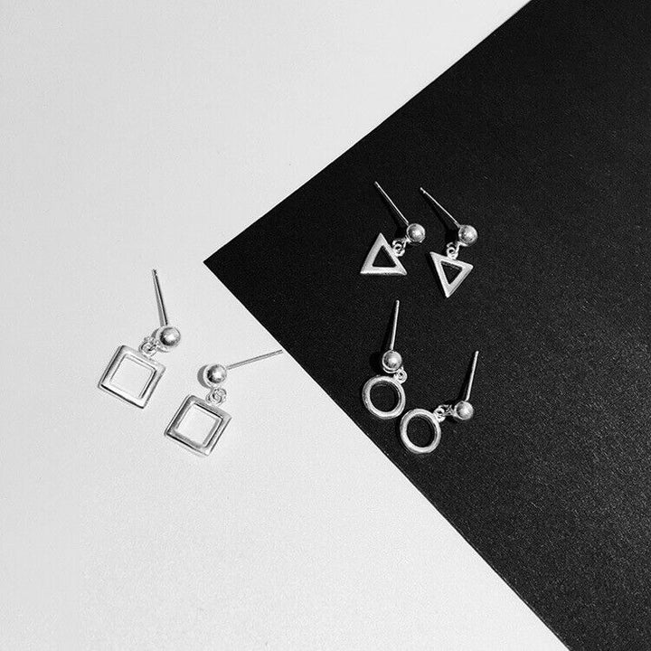 Ohrstecker Quadrat-Rund Sterling Silber 925 Damen Kinder Ohrringe - Vipfashion797