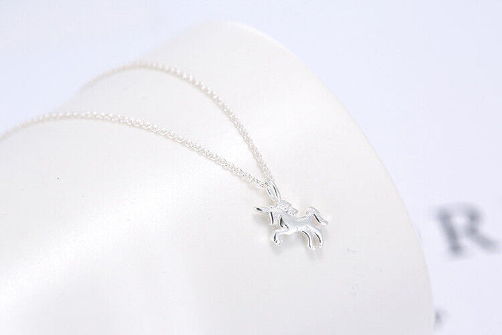 Halskette Anhänger Pferd Sterling Silber 925 Damen Kette - Vipfashion797