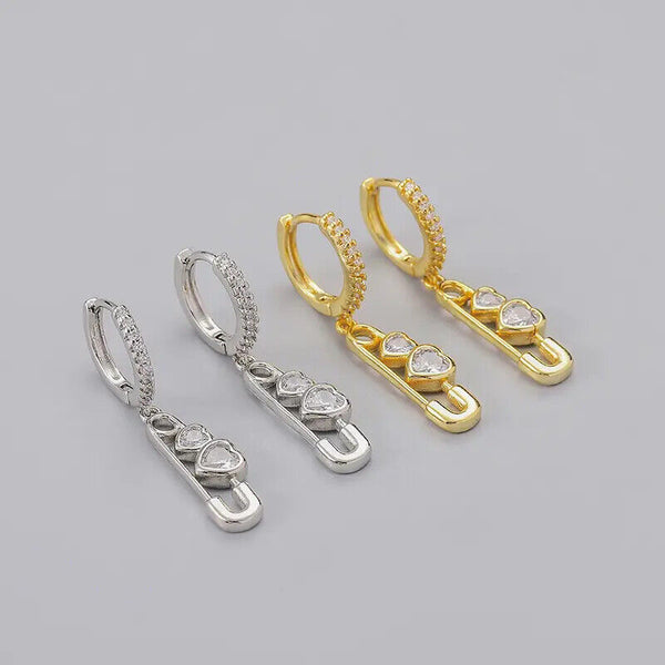 Creole Sicherheitsnadel Sterling Silber 925er Damen Ohrringe