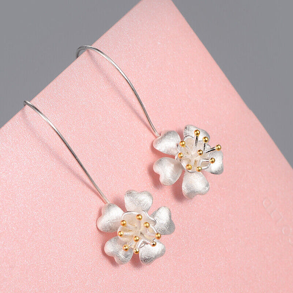 Damen Ohrhänger Sterlingsilber 925 Frühlingsblume Mädchen Ohrringe