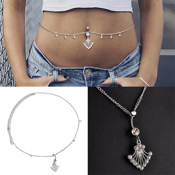 Bauchnabelpiercing *Zirkonia Chirurgenstahl Gebogener Stab Kristall Kette Top