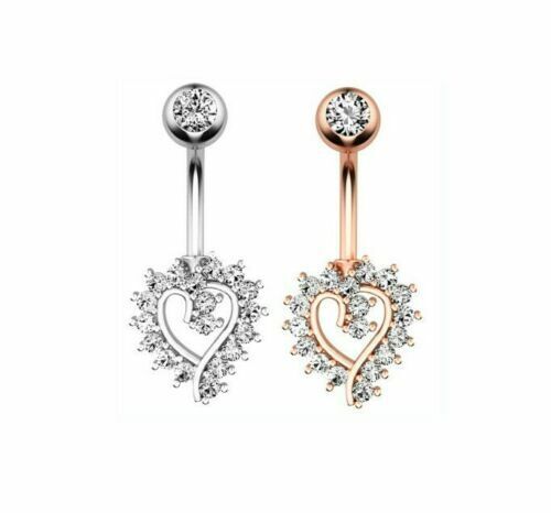 Herz Bauchnabel Piercing Gebogener Stab Zirkon Nabel Top Qualität ** - Vipfashion797