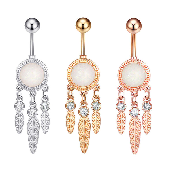 Opal Bauchnabelpiercing Rund Gebogener Stab Nabel - Vipfashion797