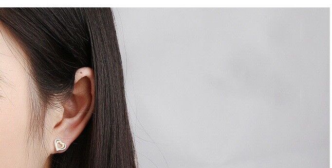 Ohrstecker Doppelherz Sterling Silber 925 Herz Damen Ohrringe - Vipfashion797