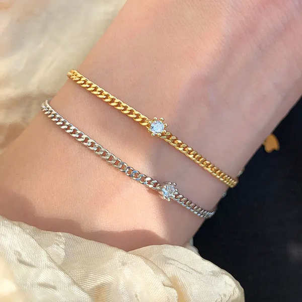 Armband 925 gestempelt in Silber & Goldn mit Zirkonia Damen Armkette