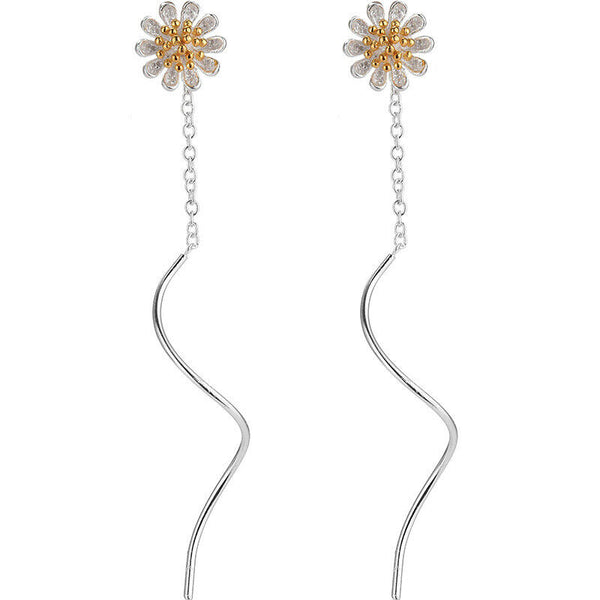 Ohrringe Durchzieher Sonne Blumen Sterling Silber 925
