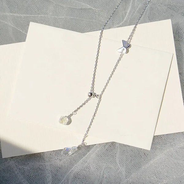 Damen Halskette Schmetterling Sterling Silber 925 Kristallkugel