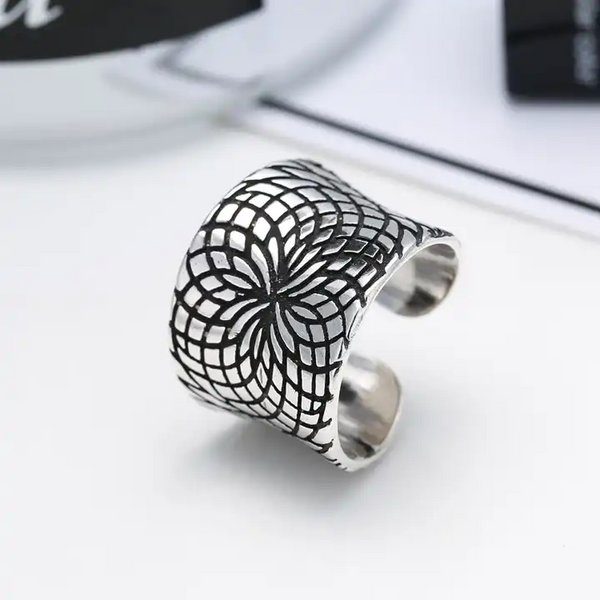 Damen Ring netz Verstellbar Sterling Silber 925 Geschwärzt