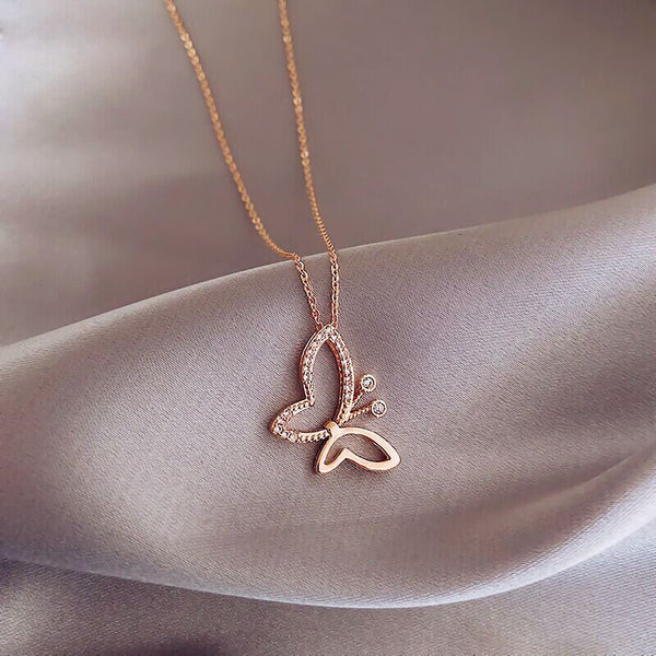 Schmetterlinge Halskette 925 Sterling Silber Kette Roségold Damenkette