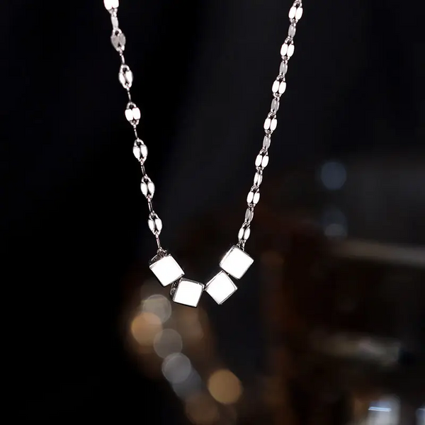 Halskette Würfel Sterling Silber 925 Quadrat Damen Mädchen Collier