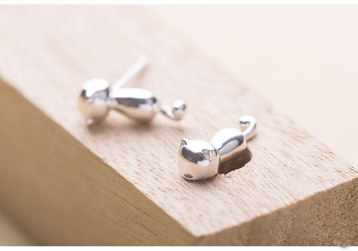 Ohrstecker Katze Sterling Silber 925 Damen Kinder Mädchen Ohrringe - Vipfashion797