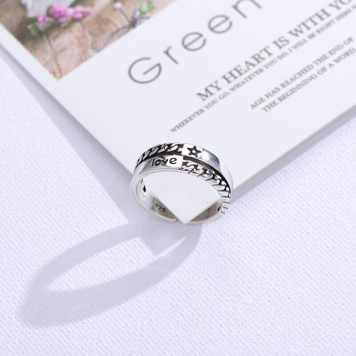 Love Ring Stern Sterlingsilber 925 Geschwärzt Liebe  47-51 - Vipfashion797