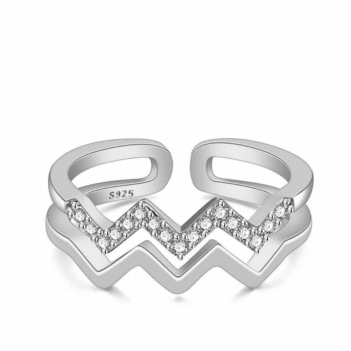 Damen Ring mit Zirkon größenverstellbar 51-55 - Vipfashion797