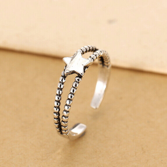 Damen Ring Stern Sterling Silber 925  Antik Optik 44-56 offen