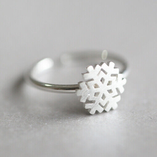 Damen Ring Schneeflocke Sterling Silber 925/ 49-53 Größenverstellbar