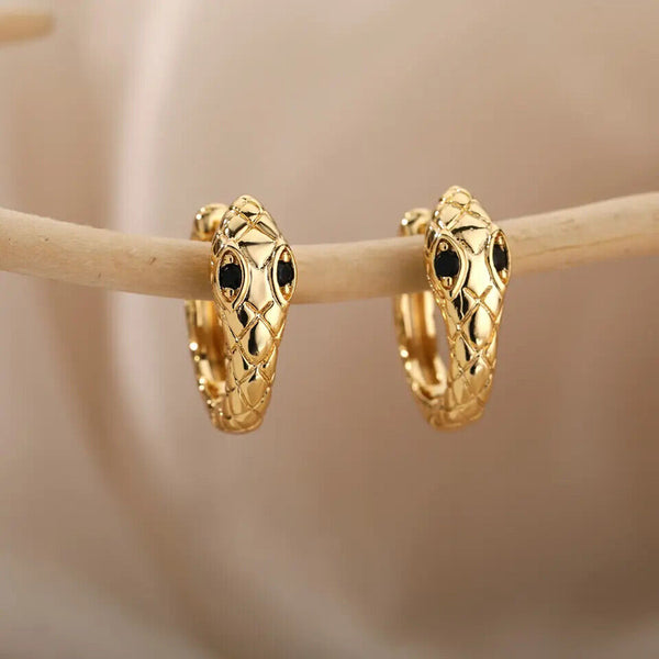 Creolen Schlange 18k vergoldet Damen Ohrringe Farbe auswälen...