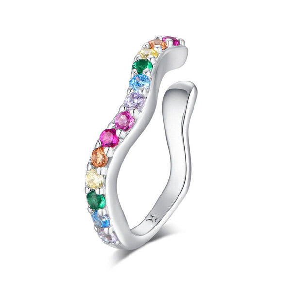 Clip Ohrklemme echt Silber 925 Multi Zirkonia ein Stück Mädchen Ohrringe - Vipfashion797