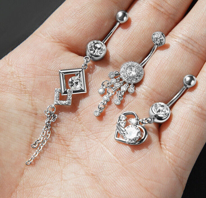 Herz Bauchnabel Piercing Gebogener Stab Zirkon Nabel hervorragende Qualität Neu - Vipfashion797