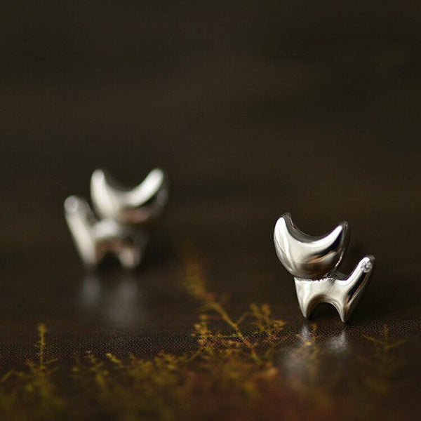 Mini Ohrringe Katze Sterling Silber 925er Ohrstecker